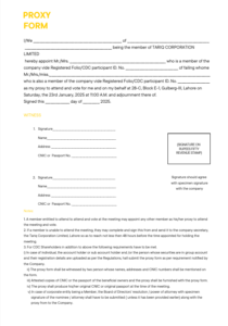 PROXY FORM – Tariq Corporation Limited